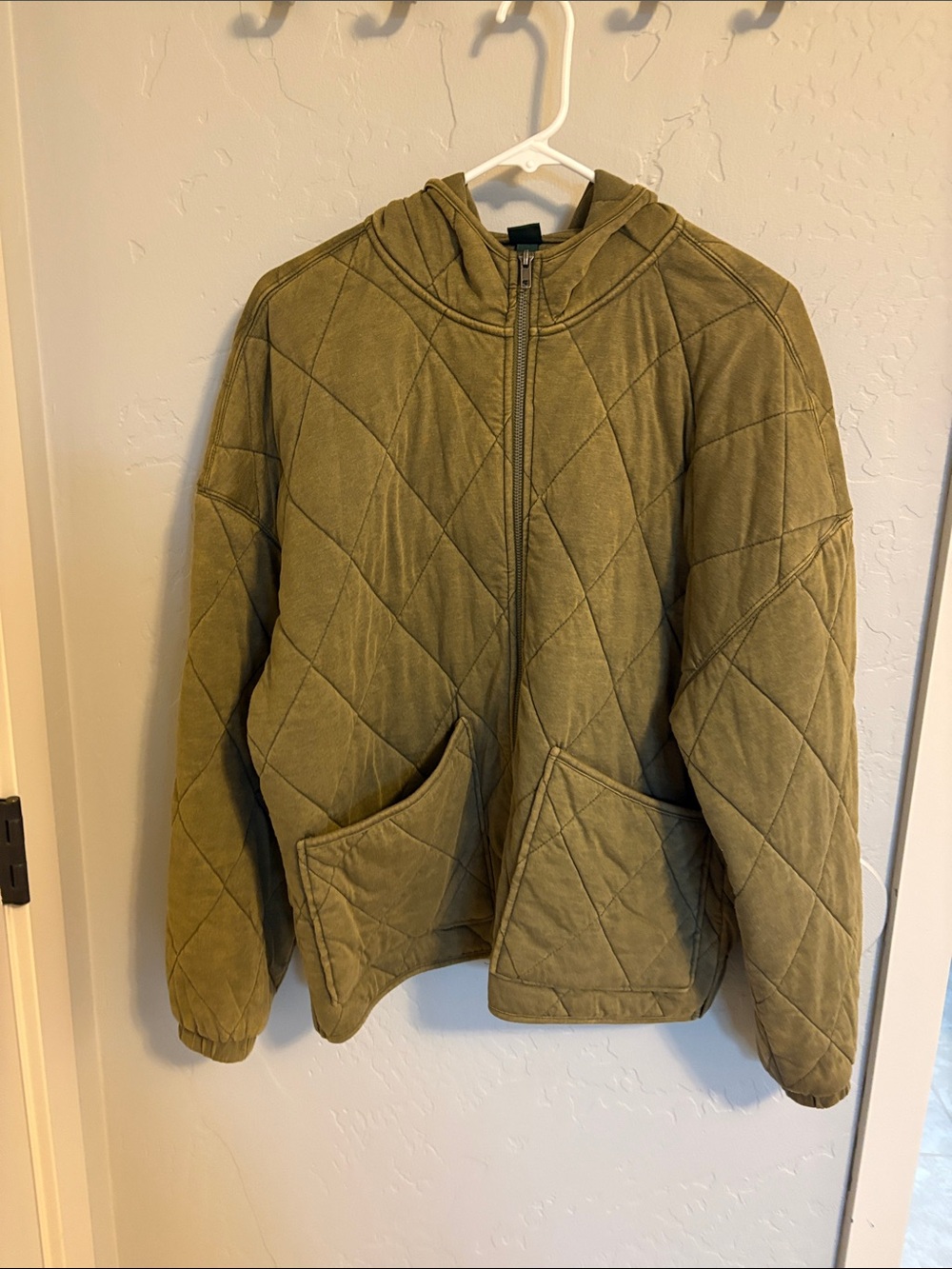 wild fable Quilted Hooded Bomber Jacket - Olive